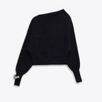 Versatile asymmetric bracelet knit sweater