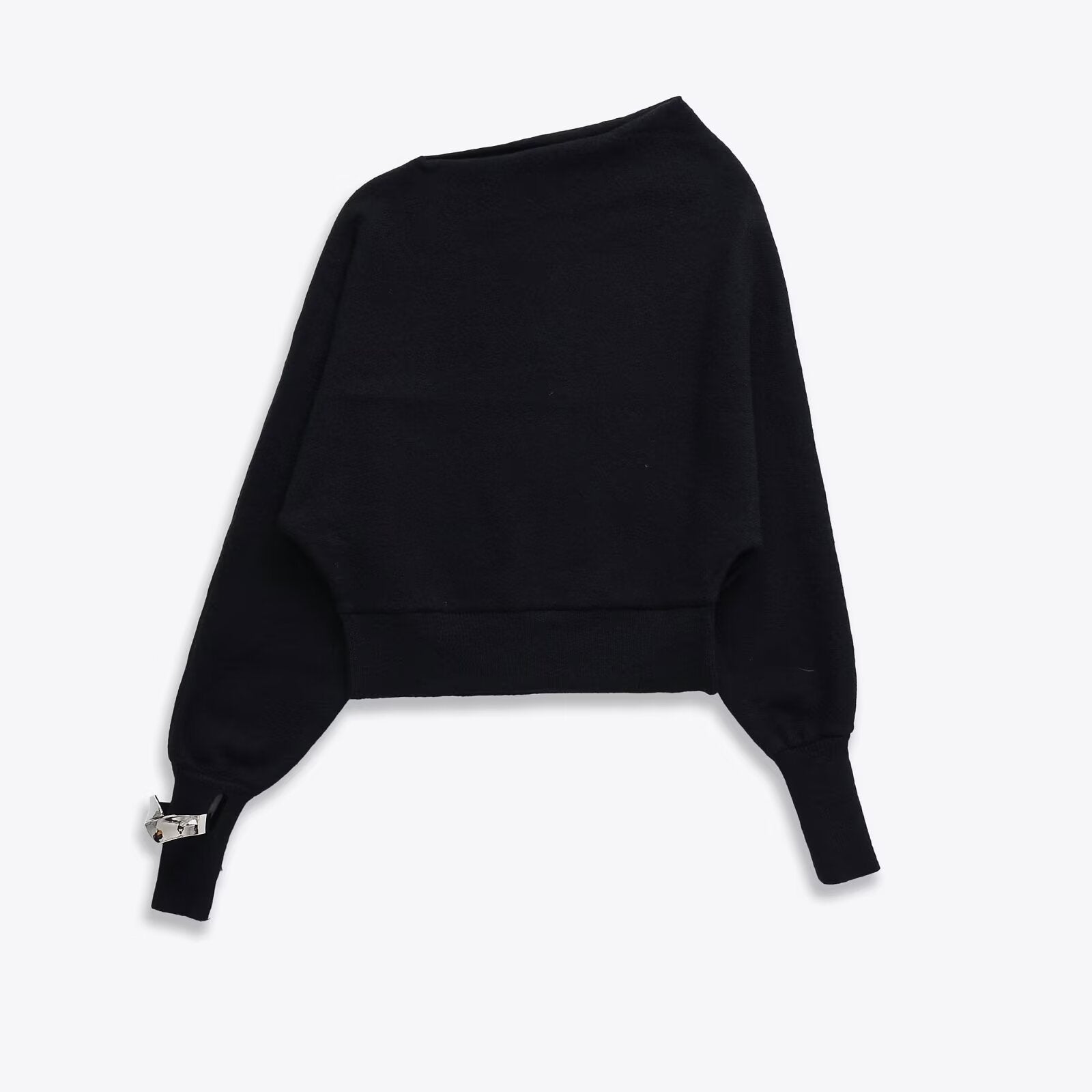 Versatile asymmetric bracelet knit sweater