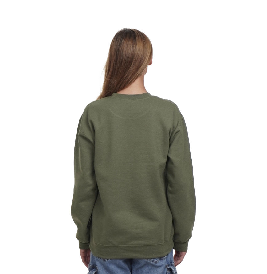 Give Thanks Sequin Bubble Letter Sweatshirt | Thanksgiving & Fall Fashion (HEATHER ARMY GREEN)