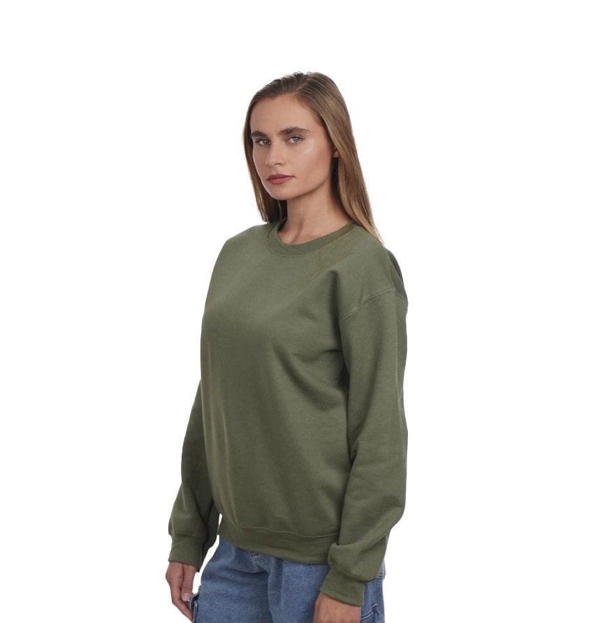 Give Thanks Sequin Bubble Letter Sweatshirt | Thanksgiving & Fall Fashion (HEATHER ARMY GREEN)