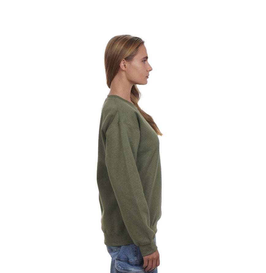 Give Thanks Sequin Bubble Letter Sweatshirt | Thanksgiving & Fall Fashion (HEATHER ARMY GREEN)