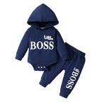 2PCS Fashion Baby Boy Autumn Clothing Set Hooded Long Sleeved Jumpsuit+Pants Sports Style Outfit for Infant 0-24 Months Blue&Red