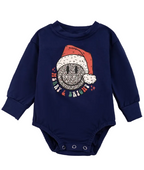 Trendy Retro Santa Smiley Face Christmas Boutique Bodysuit Set