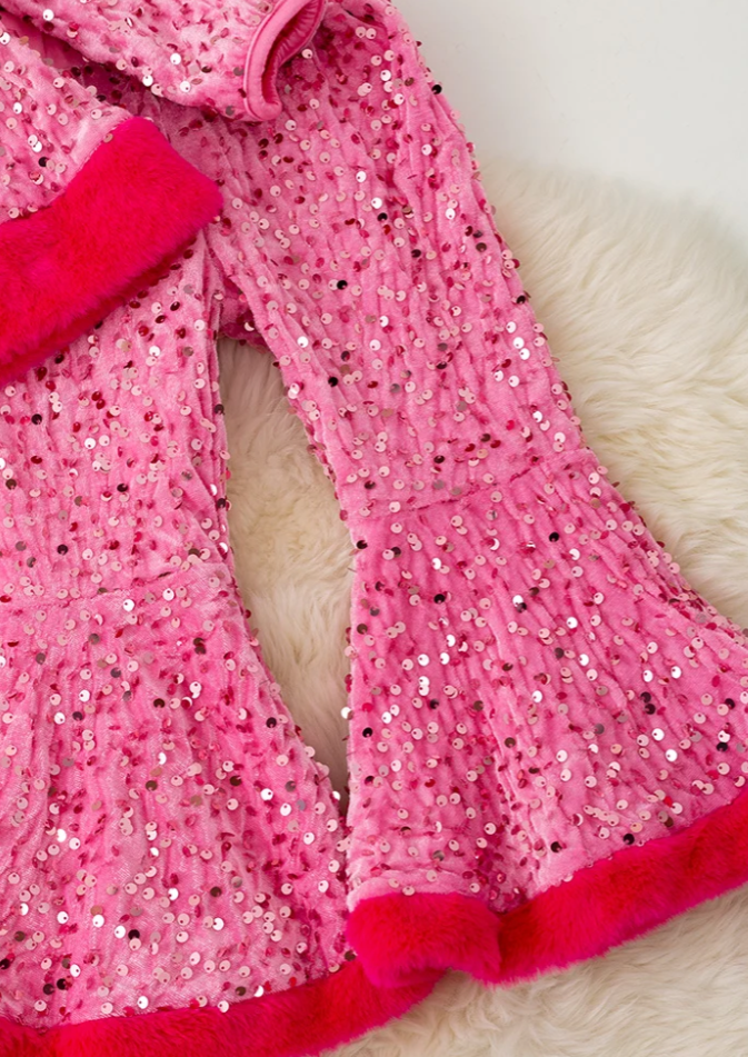 The "Cindy Lou" Shimmering Christmas Sequin Bell-Bottom Set