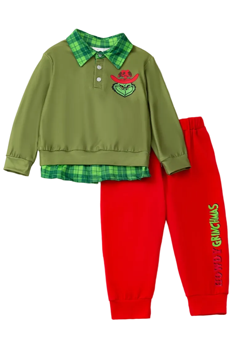 The "Merry Grinchmas" Boys Premium Pullover & Jogger 2-Piece Set