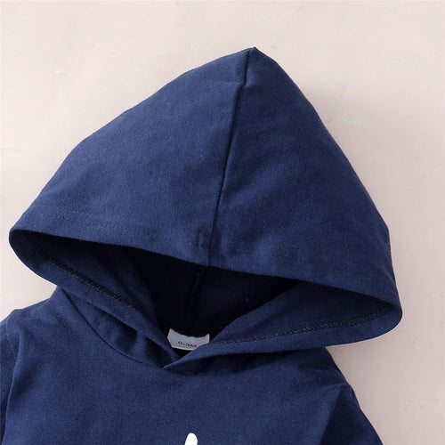 2PCS Fashion Baby Boy Autumn Clothing Set Hooded Long Sleeved Jumpsuit+Pants Sports Style Outfit for Infant 0-24 Months Blue&Red