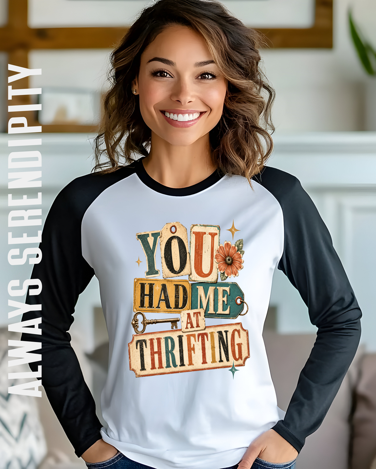 "You Had Me At Thrifting" Retro Raglan Tee