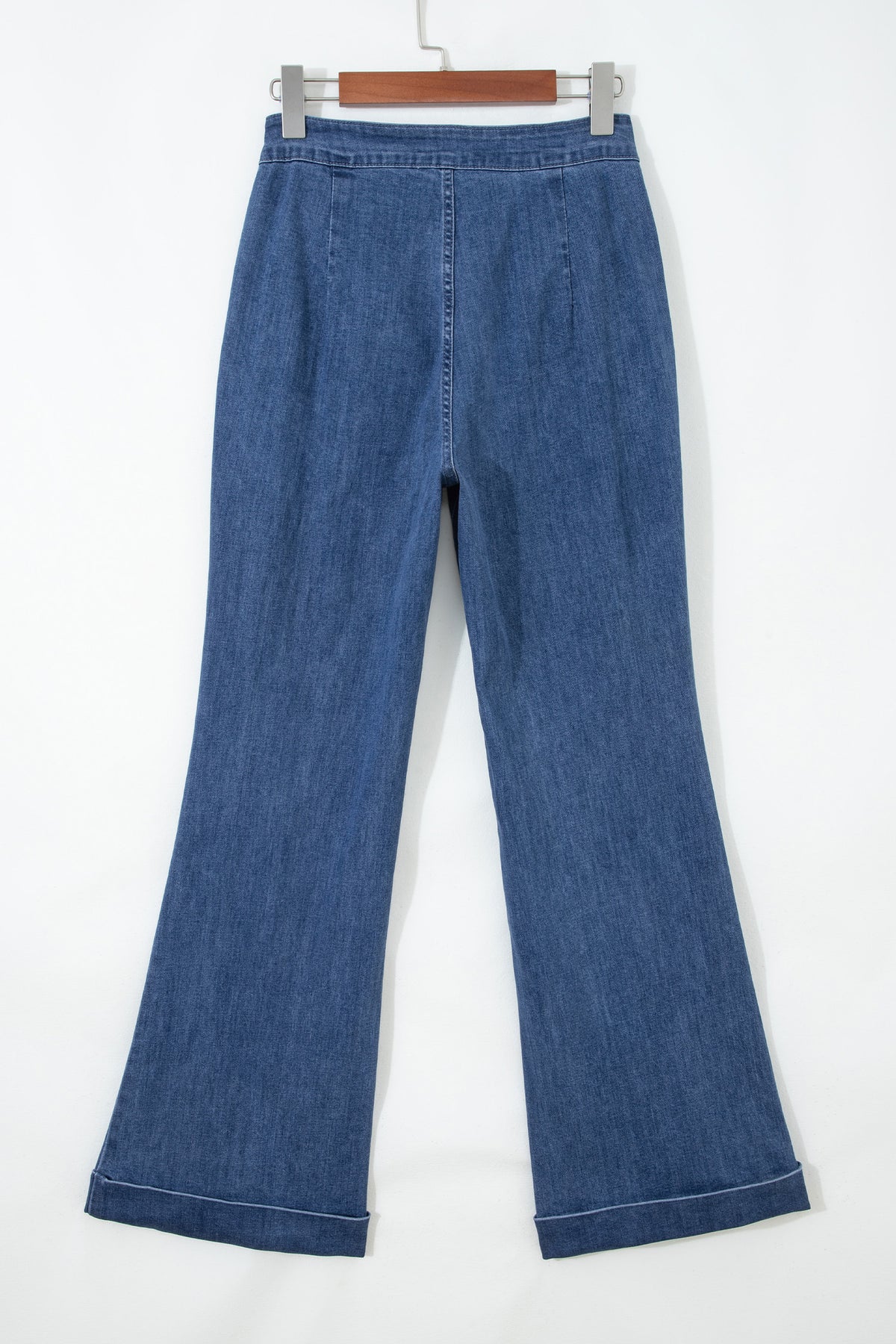 Ashleigh Blue Golden Button Detail Rolled Edge Flare Leg Jeans