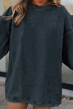 Festival Fuchsia Ribbed Corduroy Oversized Sweatshirt