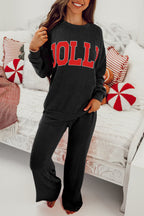 Fiery Red JOLLY Corded Long Sleeve Top and Pockets Pants Set