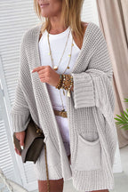 Pink Oversized Fold Over Sleeve Open Front Cardigan