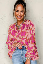 Gray Morn Floral Print Batwing Sleeve Buttoned Loose Fit Shirt