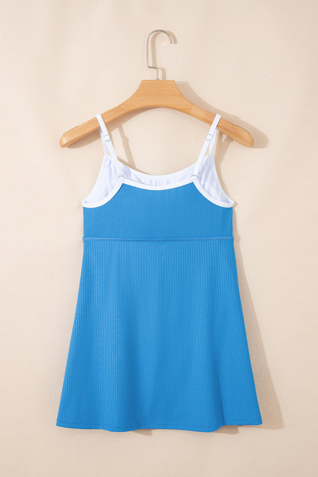 Blackish Green Color Block Edge Ribbed Pocketed Lined Swim Dress