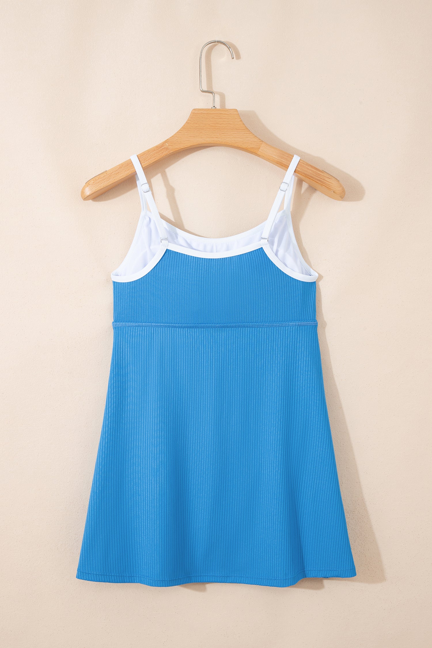 Blackish Green Color Block Edge Ribbed Pocketed Lined Swim Dress