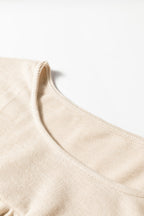 Jet Stream Textured Pleated Drop Shoulder Long Sleeve Knit Top