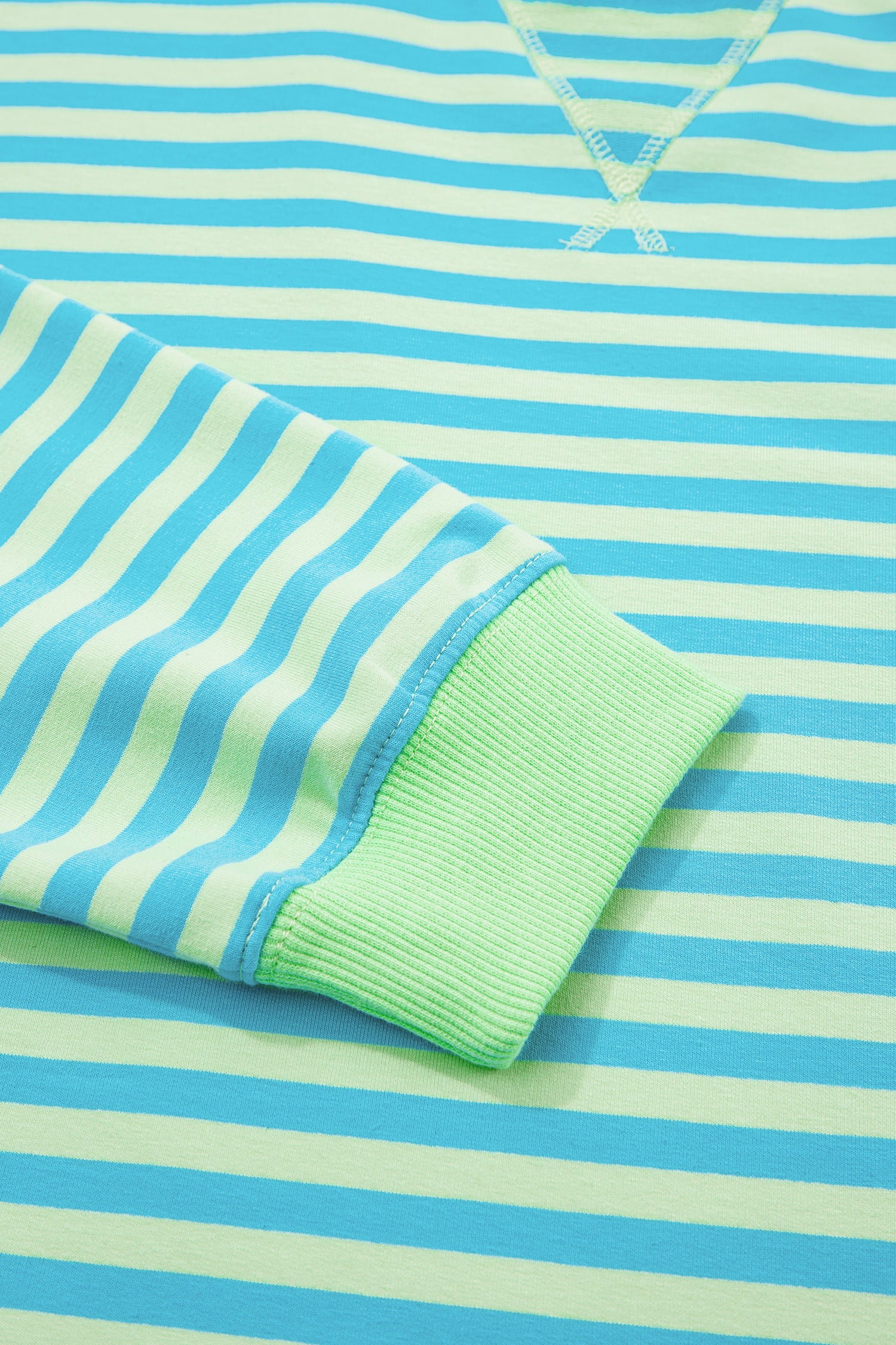 Yellow Stripe Color Block Detail Long Sleeve Pullover Elastic Waist Pull On Shorts 2pcs Set