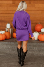 Pink Half Zip Sporty Pullover Mini Skort 2pcs Outfit