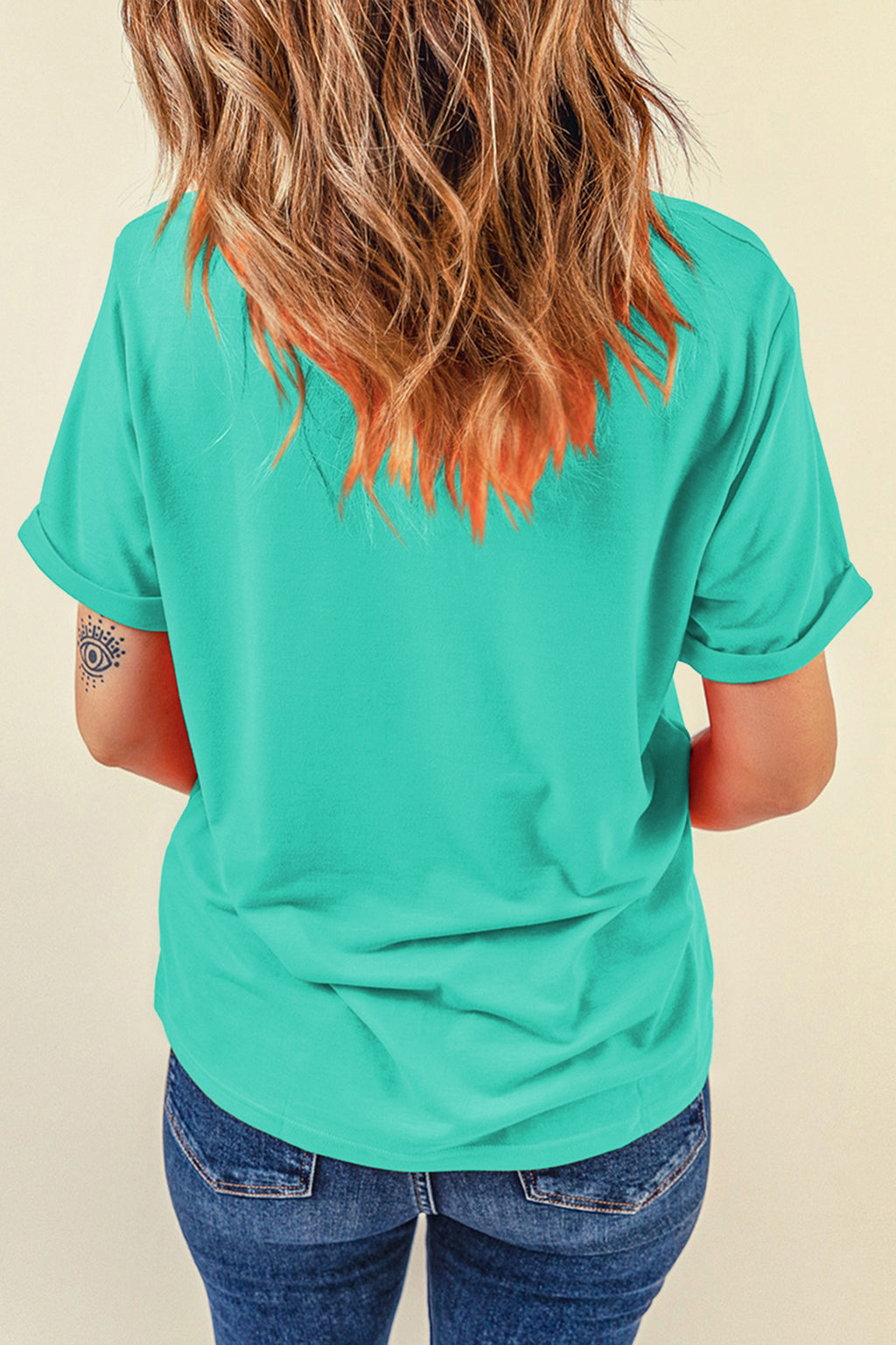 Black Casual Plain Crew Neck Tee