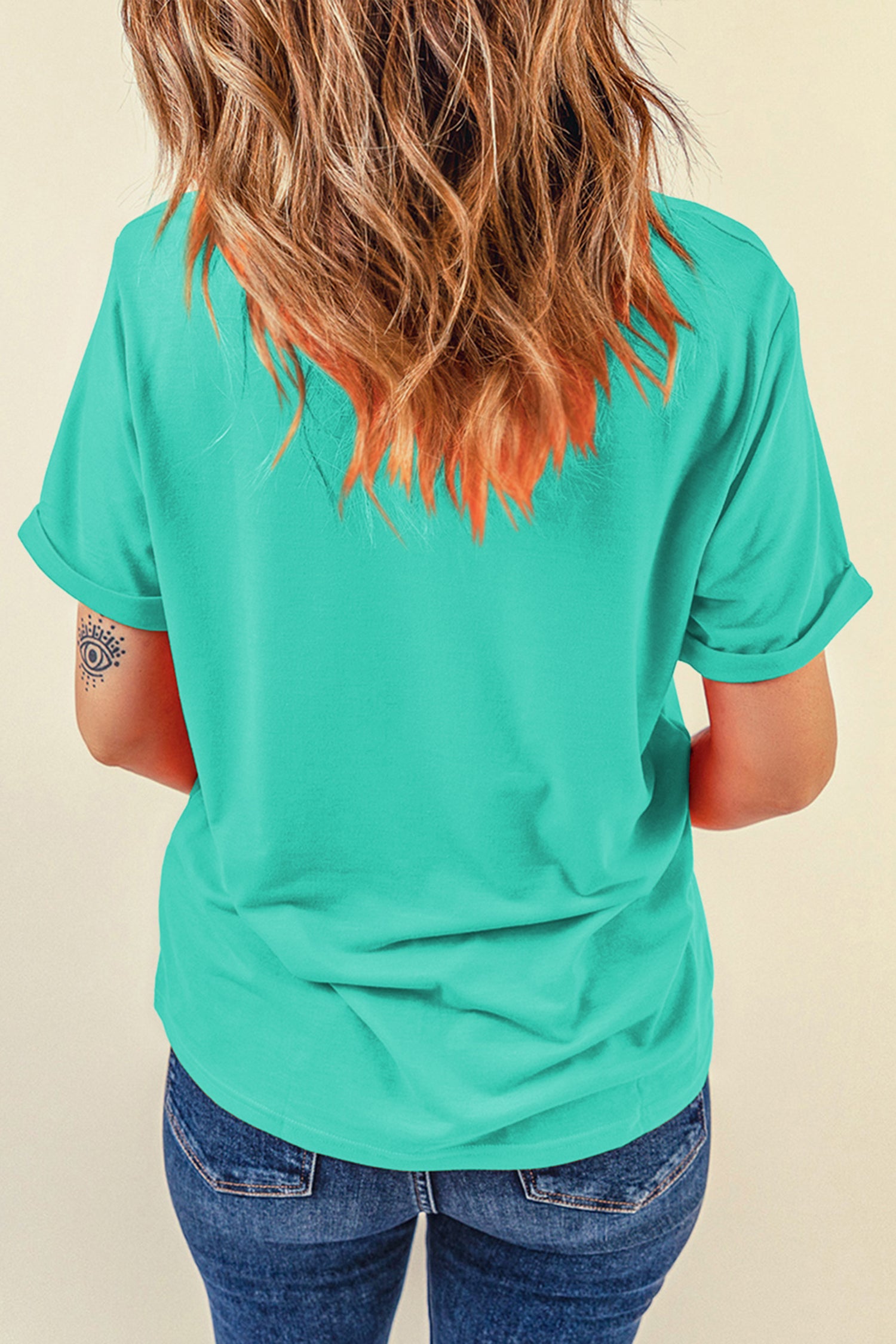 Black Casual Plain Crew Neck Tee