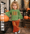 Fall Vibes Toddler Girl Ruffle Top & Sequin Bell Bottom Pants Set | Thanksgiving Outfit