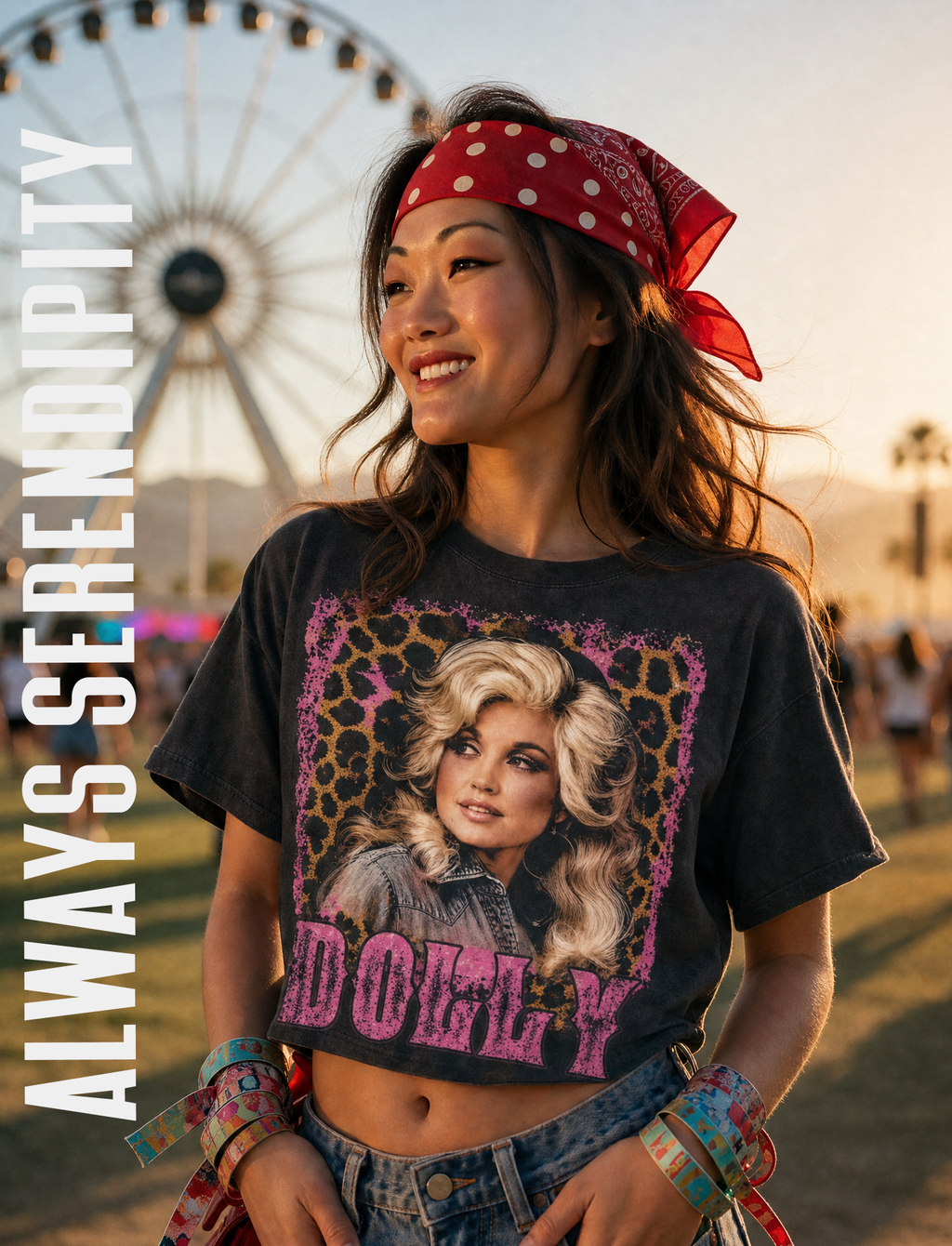 "Dolly" Vintage Leopard Print Cropped Graphic Tee