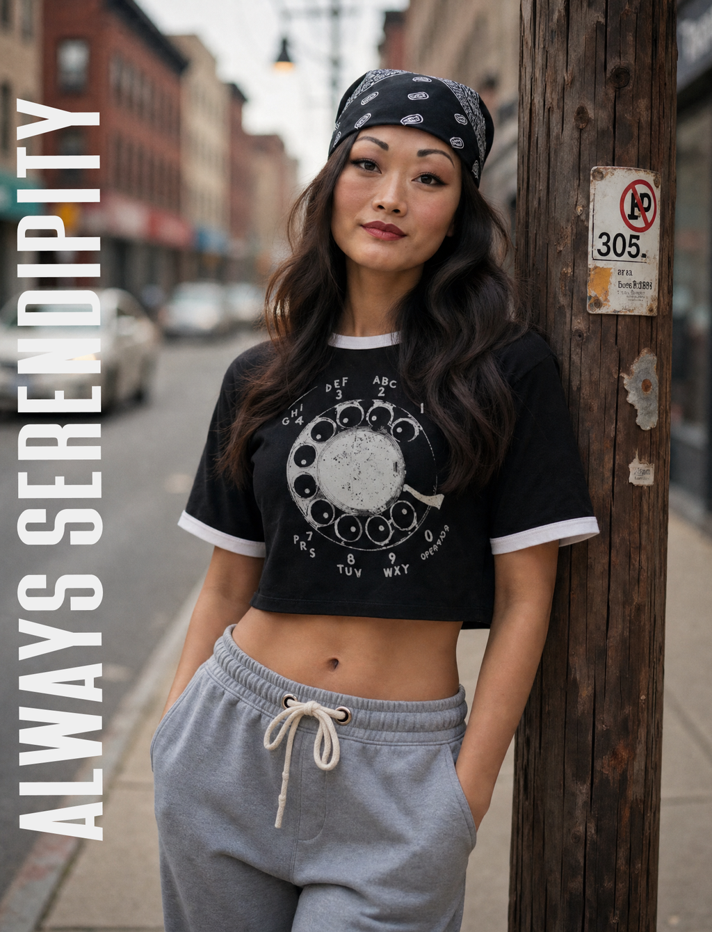 "Retro Rotary" Cropped Ringer Tee