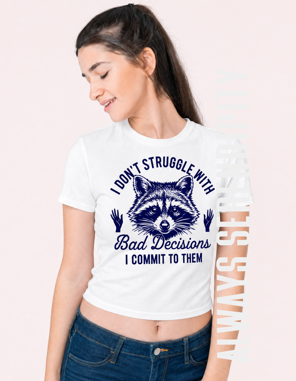"I Commit To Them" Raccoon Cropped Graphic Tee