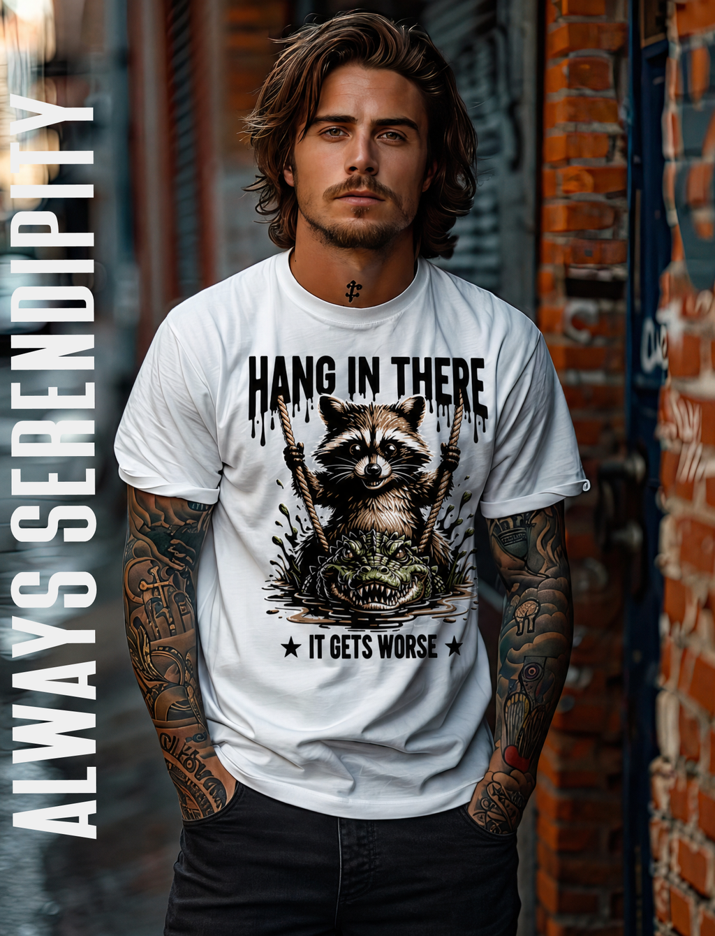 "Hang In There, It Gets Worse" Dark Humor Graphic Tee