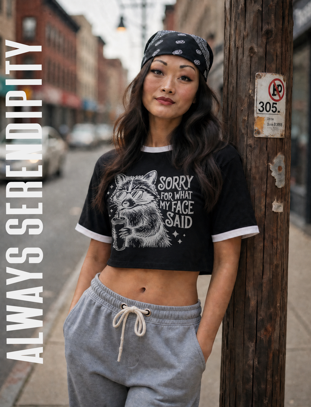 "Sorry For What My Face Said" Cropped Ringer Tee