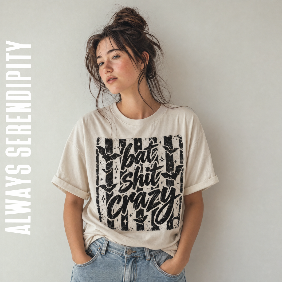"Bat Shit Crazy" Grunge Spooky Graphic Tee