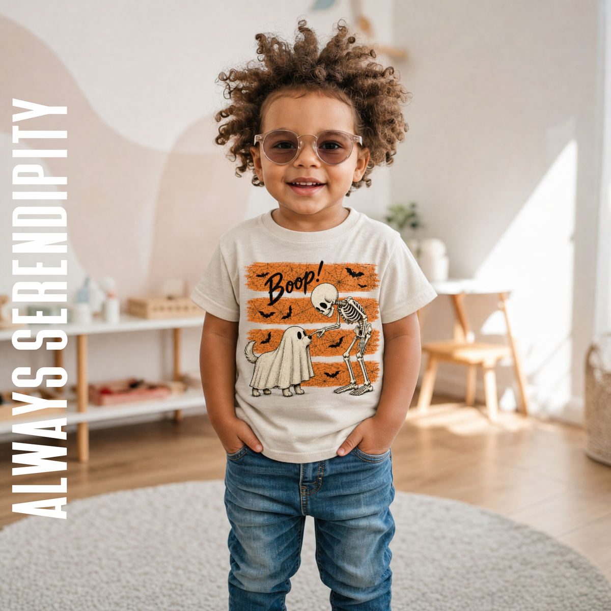 "Boop!" Ghost Dog & Skeleton Kids Tee