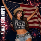 "She's From Texas, I Can Tell" Distressed Mineral Wash Crop Tee