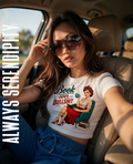 "Books Over Bullshit" Retro Pin-Up Crop Tee