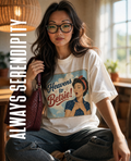 Retro Americana "Heavens to Betsie" Graphic Tee – Nostalgic Pin-Up Girl Cream Shirt