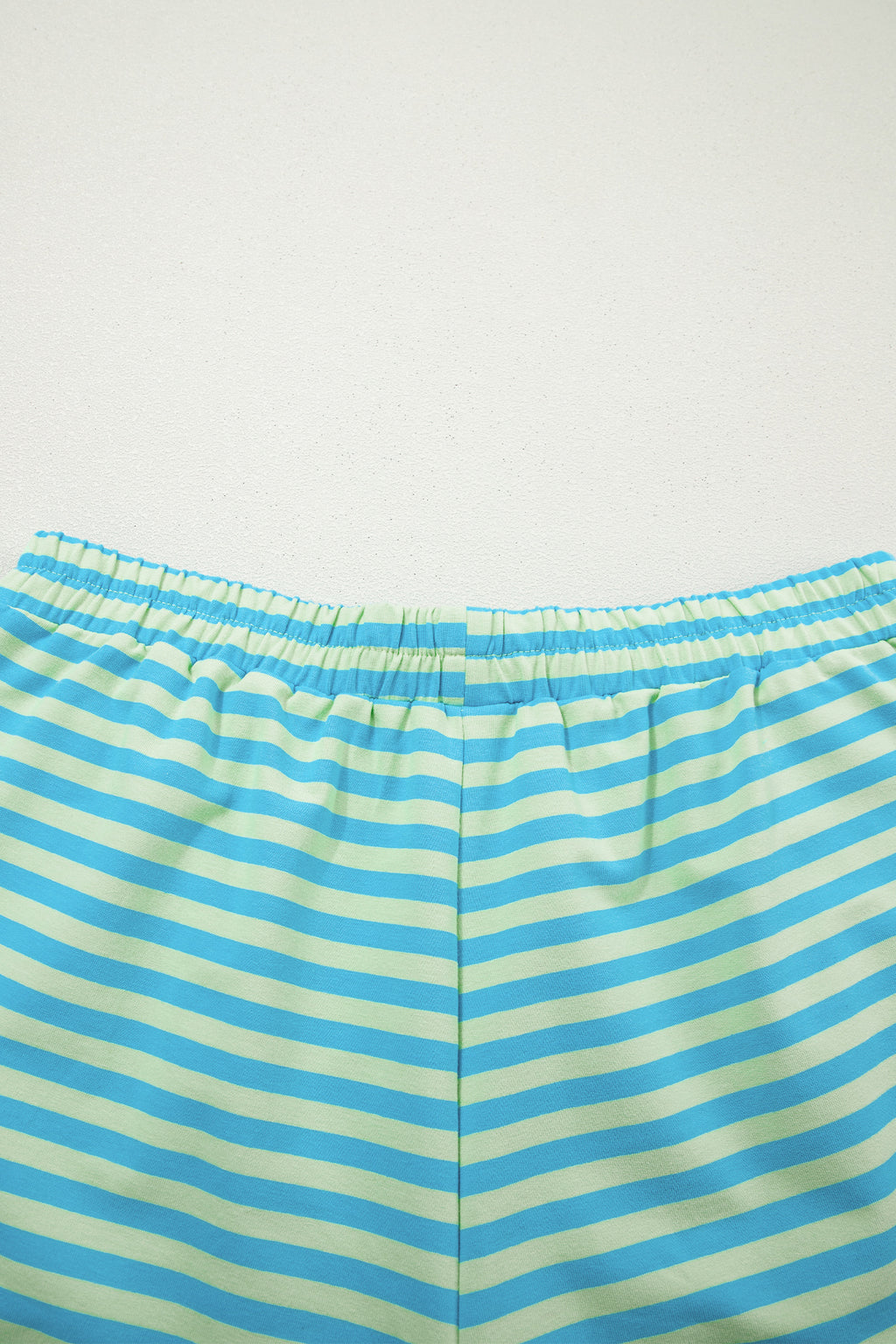 Yellow Stripe Color Block Detail Long Sleeve Pullover Elastic Waist Pull On Shorts 2pcs Set