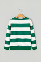 Red Stripe holly jolly Letter Embroidered Pullover Sweatshirt