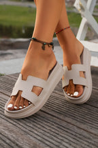 Chestnut Cutout Design Open Toe Platform Slippers (Run Small, Size Up)