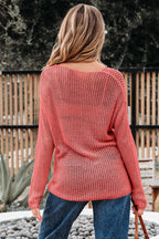 Smoke Gray Crochet Hollow-out Jumper Top Sweater