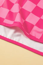Black Checkered Drawstring Elastic Waist Casual Shorts