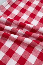 Red Gingham Plaid Tie Elastic Waist Shift Pants