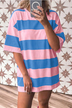 Racing Red Striped Color Block Oversize Tunic Tee