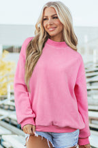 Apricot Oversize Drop Shoulder Reversible Mock Neck Sweatshirt