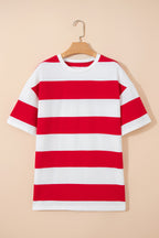 Racing Red Striped Color Block Oversize Tunic Tee
