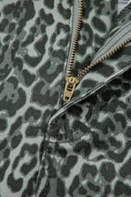 Brown Leopard Frayed Edge Wide Leg High Waist Jeans
