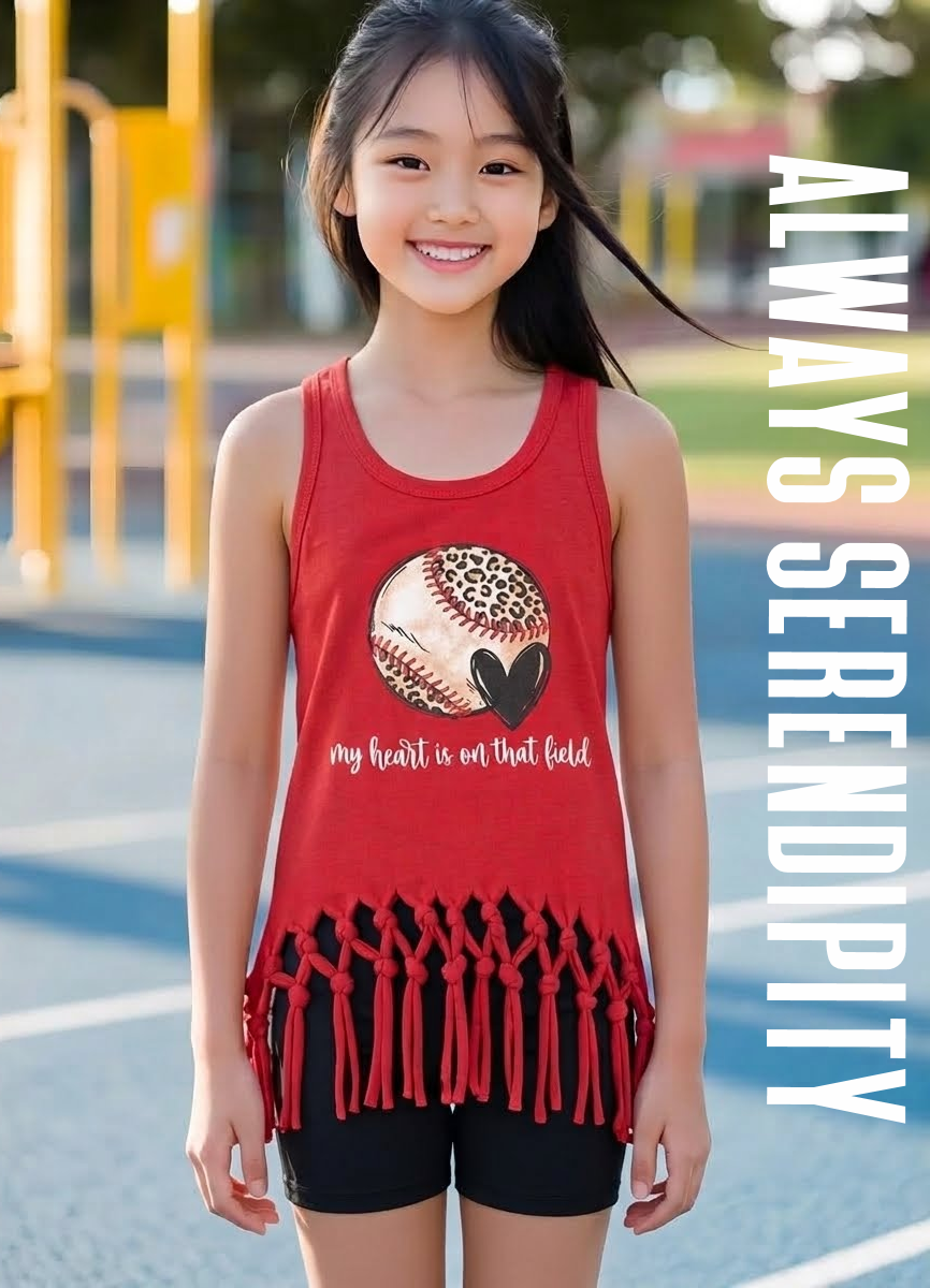 "My Heart Is On That Field" Fringe Tank | Cute Baseball Game Day Outfit