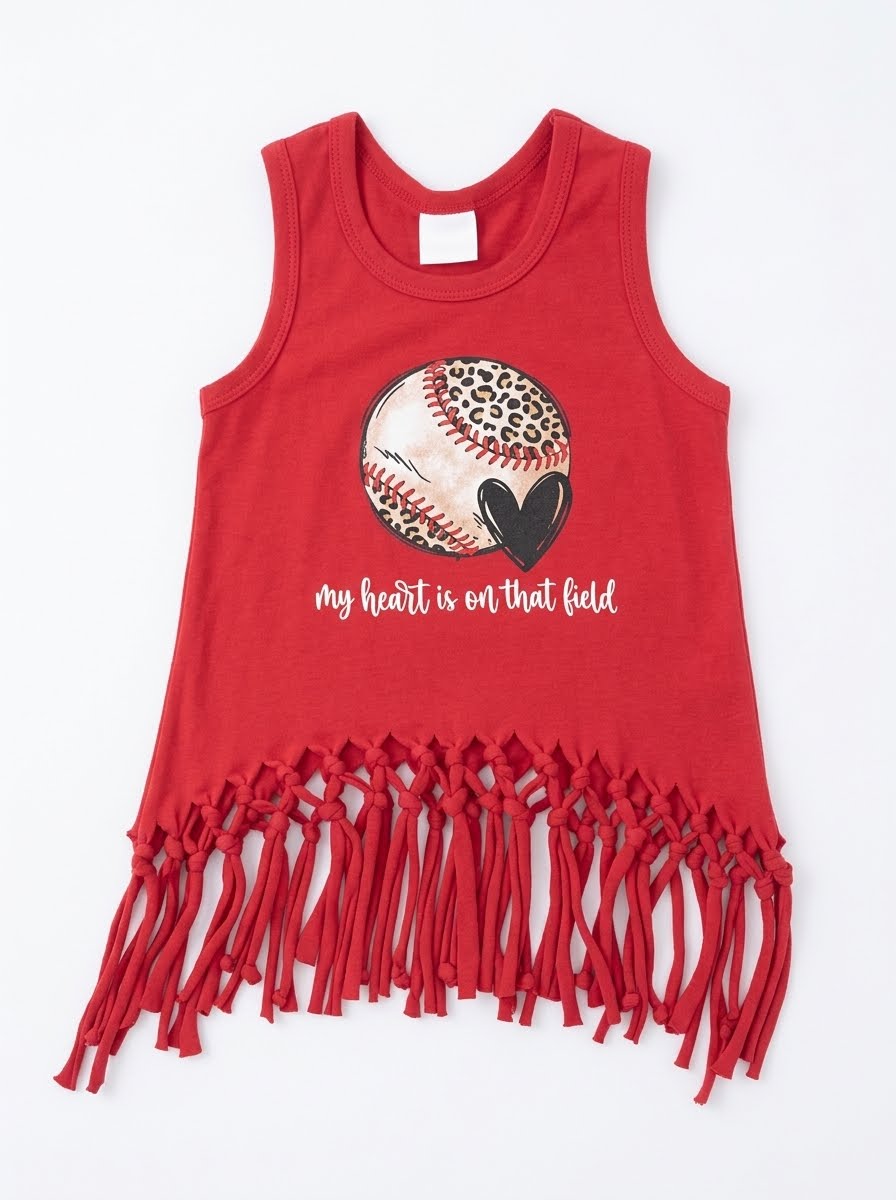 "My Heart Is On That Field" Fringe Tank | Cute Baseball Game Day Outfit