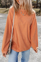 Festival Fuchsia Ribbed Corduroy Oversized Sweatshirt