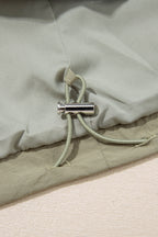 Laurel Green Zipped Pocket Cropped Hooded Utility Jacket
