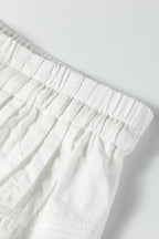 Jet Stream Drawstring Elastic Waist Button Pleated Detail Wide Leg Pants