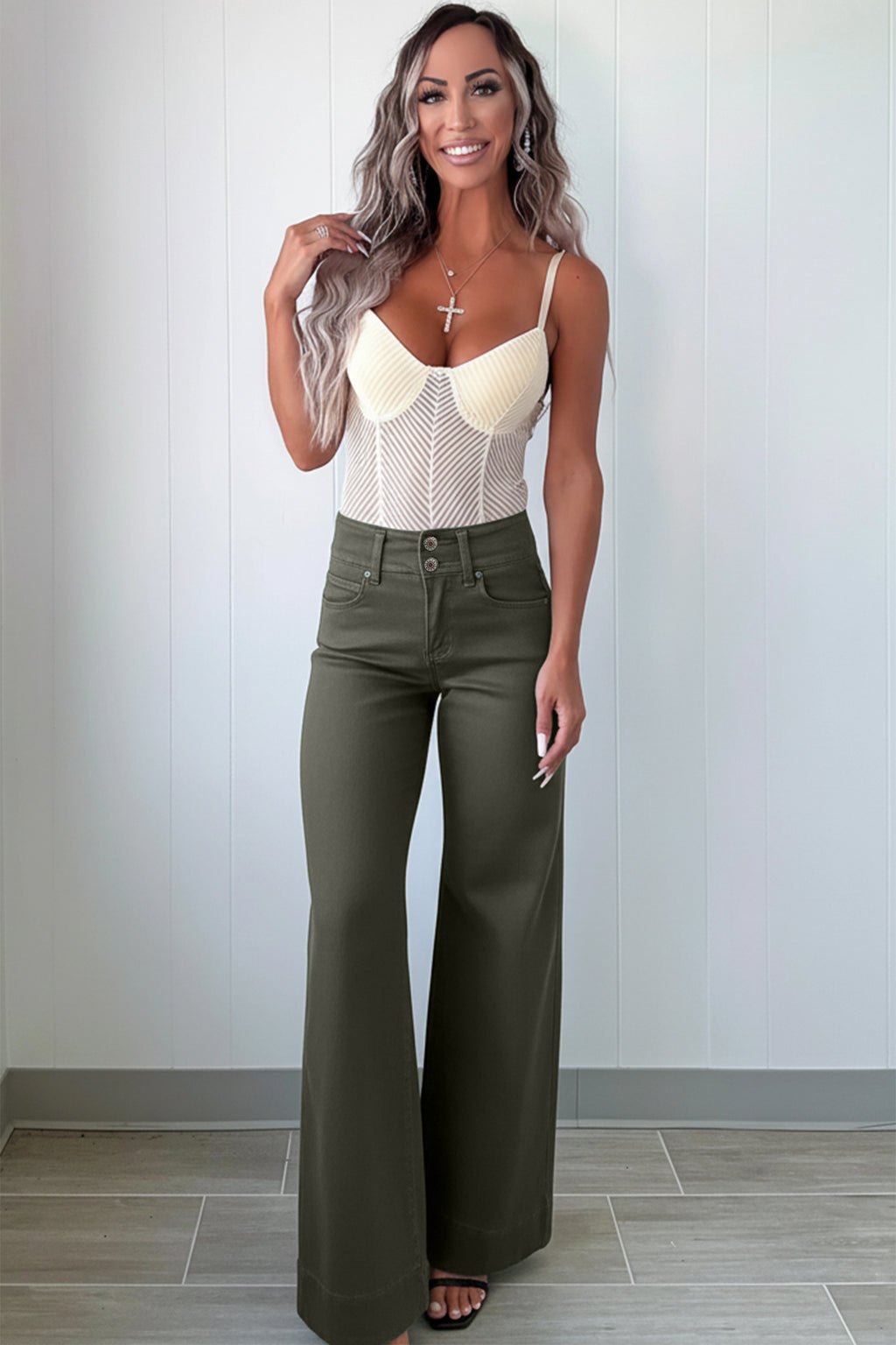 Bonbon 2-Button High Waist Flared Bottom Jeans